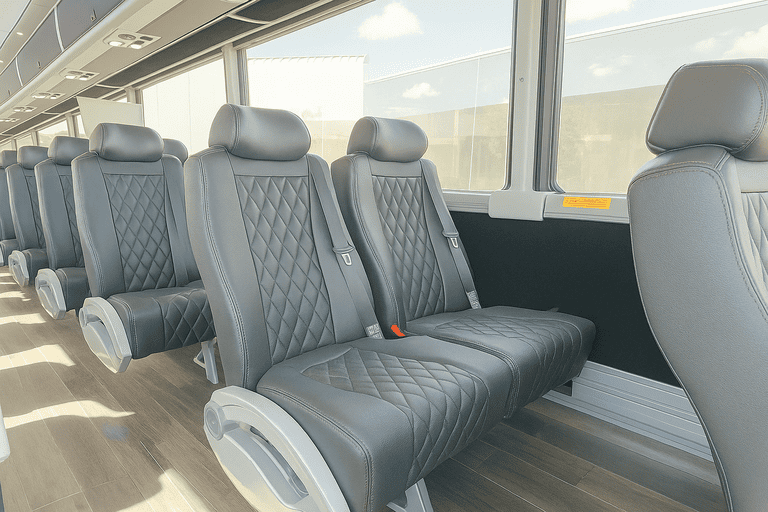 interior of Temecula Minibus Company charter bus